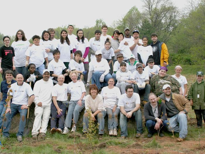 Nearly 130 volunteers, one of the largest groups citywide, planted 750 trees at CSI in 4 hours.